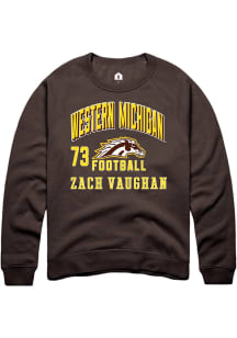 Zach Vaughan Western Michigan Broncos Mens Brown Football NIL Arch Logo Player Crew