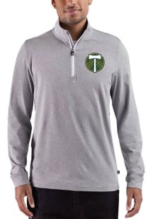 Cutter and Buck Portland Timbers Mens Black Heather Adapt Long Sleeve Qtr Zip Pullover