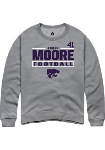 Ashton Moore K-State Wildcats Mens Graphite Football NIL Stacked Box Player Crew