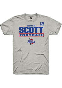 Dedaunte Scott Tulsa Golden Hurricane Ash Football NIL Stacked Box Short Sleeve Player T Shirt