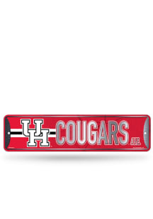 Houston Cougars Primary 4x15 Metal Street Sign - Silver