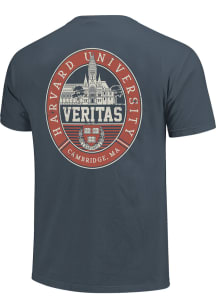 Harvard Crimson Denim Blue Regal Building Short Sleeve T Shirt