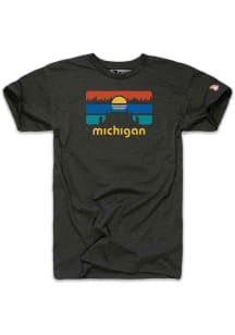 The Mitten State Michigan Black Dockside Short Sleeve Fashion T Shirt
