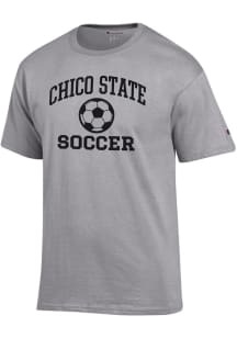 Champion CSU Chico Wildcats Grey Soccer Jersey Short Sleeve T Shirt