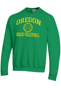 Champion Oregon Ducks Mens Green Beach Volleyball Icon Powerblend Long Sleeve Crew Sweatshirt