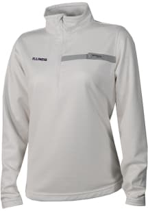 Columbia Illinois Fighting Illini Womens White Heat Seal Skiff Guide Fleece Qtr Zip