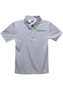 Vive La Fete Oregon Ducks Youth Grey Pencil Stripe Short Sleeve Polo Shirt