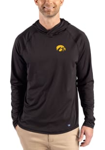 Cutter and Buck Iowa Hawkeyes Mens Black Prospect Eco Big and Tall Hooded Sweatshirt