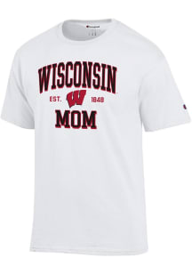 Champion Wisconsin Badgers White EST Date Mom Jersey Short Sleeve T Shirt