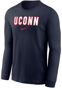 Nike UConn Huskies Navy Blue Team Name Long Sleeve T-Shirt