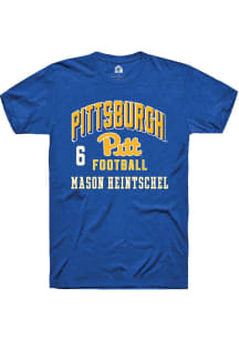 Mason Heintschel Pitt Panthers Blue Football NIL Arch Logo Short Sleeve Player T Shirt