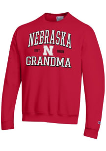 Champion Nebraska Cornhuskers Mens Red Est. Date Grandma Powerblend Long Sleeve Crew Sweatshirt