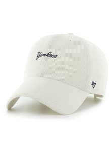 47 New York Yankees White Mini Script Suede Visor Clean Up Womens Adjustable Hat
