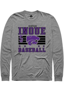 Shintaro Inoue  K-State Wildcats Grey Rally NIL Striped Long Sleeve T Shirt