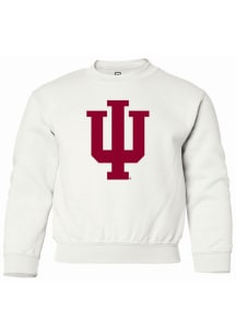 Summit Sportswear Indiana Hoosiers Youth White Primary Logo Long Sleeve Crew Sweatshirt