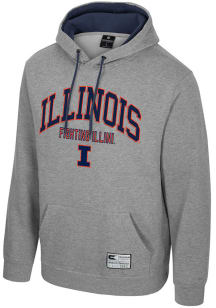 Colosseum Illinois Fighting Illini Mens Grey Yes Chef Long Sleeve Hoodie