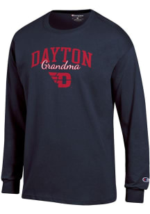 Champion Dayton Flyers Navy Blue Grandma Script Jersey Long Sleeve T Shirt