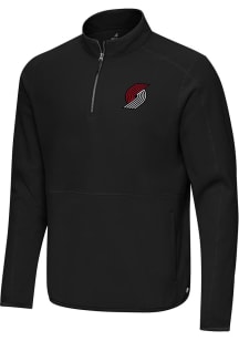 Antigua Portland Trail Blazers Mens Black Step Up Long Sleeve Qtr Zip Pullover