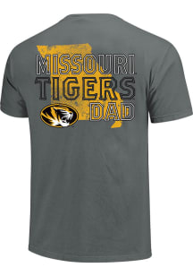 Missouri Tigers Charcoal Dad State Outline Short Sleeve T Shirt