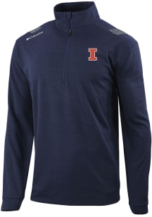 Columbia Illinois Fighting Illini Mens Navy Blue Heat Seal Oakland Downs Long Sleeve Qtr Zip Pullo..
