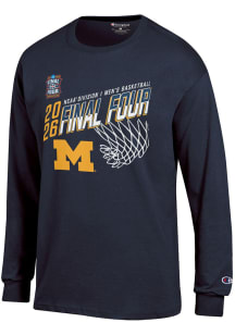 Champion Michigan Wolverines Navy Blue MBB Final Four 2026 Jersey Long Sleeve T Shirt