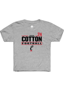 Joseph Cotton Cincinnati Bearcats Youth Grey NIL Stacked Box Player Tee