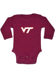 Virginia Tech Hokies Baby Maroon Primary Logo Long Sleeve One Piece