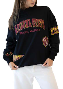 Gameday Social Arizona State Sun Devils Womens Black All Over Scatter Crew Sweatshirt