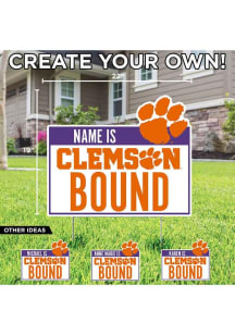 Clemson Tigers Personalized School Bound Yard Sign - White