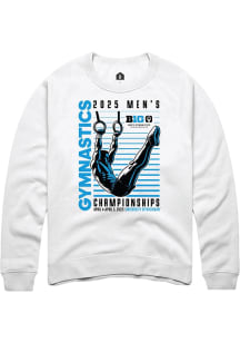 Rally Big Ten Mens White 2025 Mens Gymnastics Championships Long Sleeve Crew Sweatshirt