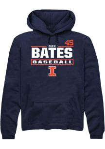 Zach Bates Illinois Fighting Illini Mens Navy Blue NIL Stacked Box Player Hood