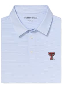 Mizzen+Main Texas Tech Red Raiders Mens Light Blue Versa Stripe Short Sleeve Fashion Polo