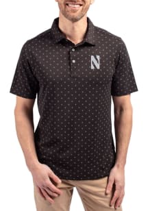 Cutter and Buck Northwestern Wildcats Mens Purple Virtue Eco Pique Tile Short Sleeve Polo