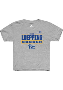 Jakob Loepping Pitt Panthers Youth Grey NIL Stacked Box Player Tee