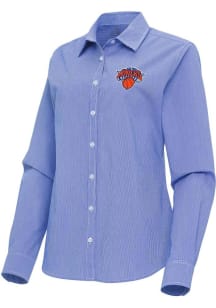 Antigua New York Knicks Womens Porter Long Sleeve Blue Dress Shirt