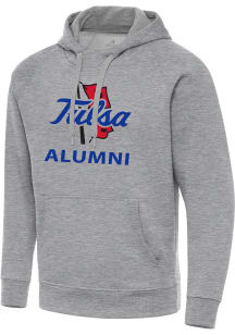 Antigua Tulsa Golden Hurricane Mens Grey Heather Alumni  Victory Long Sleeve Hoodie