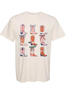 Americana Womens Beige Cowgirl Boots Short Sleeve T-Shirt