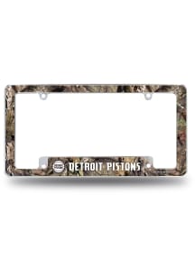 Detroit Pistons Camo Mossy Oak All Over Chrome License Plate Frame - White