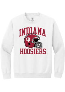 Summit Sportswear Indiana Hoosiers Mens White Sport Drop Football Helmet Long Sleeve Crew Sweatshi..