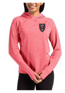 Cutter and Buck Real Salt Lake Womens Red Adapt Knit Hood Hooded Sweatshirt