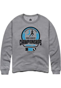 Rally Big Ten Mens Graphite Cross Country Championship Long Sleeve Crew Sweatshirt