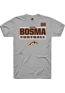 Blake Bosma Western Michigan Broncos Grey Football NIL Stacked Box Short Sleeve Player T Shirt