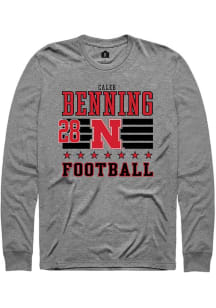 Caleb Benning Nebraska Cornhuskers Grey Football NIL Striped Long Sleeve Player T Shirt