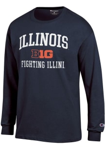 Champion Illinois Fighting Illini Navy Blue Big Ten Jersey Long Sleeve T Shirt