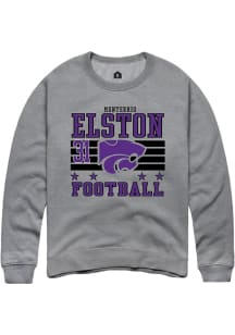 Monterrio Elston K-State Wildcats Mens Grey Football NIL Striped Player Crew