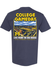 Something Inked Michigan Wolverines Navy Blue College Gameday Stadium Short Sleeve T Shirt