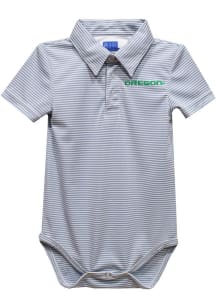Vive La Fete Oregon Ducks Baby Grey Pencil Stripe Short Sleeve One Piece Polo