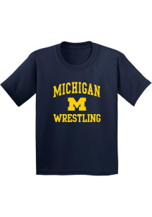 Michigan Wolverines Youth Navy Blue Arch Logo Wrestling Short Sleeve T-Shirt