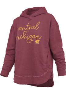 Pressbox Central Michigan Chippewas Womens Maroon Melange Poncho Hooded Sweatshirt
