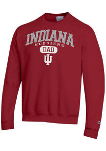 Champion Indiana Hoosiers Mens Crimson Dad Pill Powerblend Long Sleeve Crew Sweatshirt